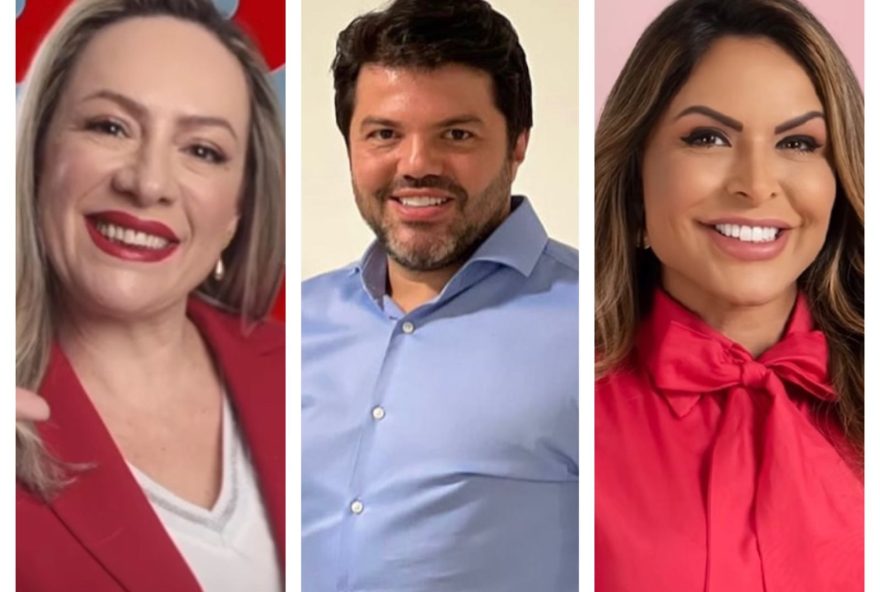 DE lista dez candidatos com chances de bater eleições para deputado federal em Goiás. Na foto estão Adriana Accorsi (esq) do PT, Márcio Corrêa (MDB) e Silvye Alves  (União) à dir. (Fotos: Reprodução Redes Sociais)