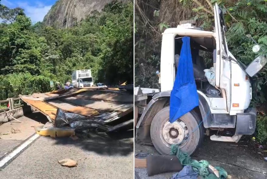 caminhao-perde-controle-e-colide-contra-paredao-na-br-116 caminhao-perde-controle-e-colide-contra-paredao-na-br-116