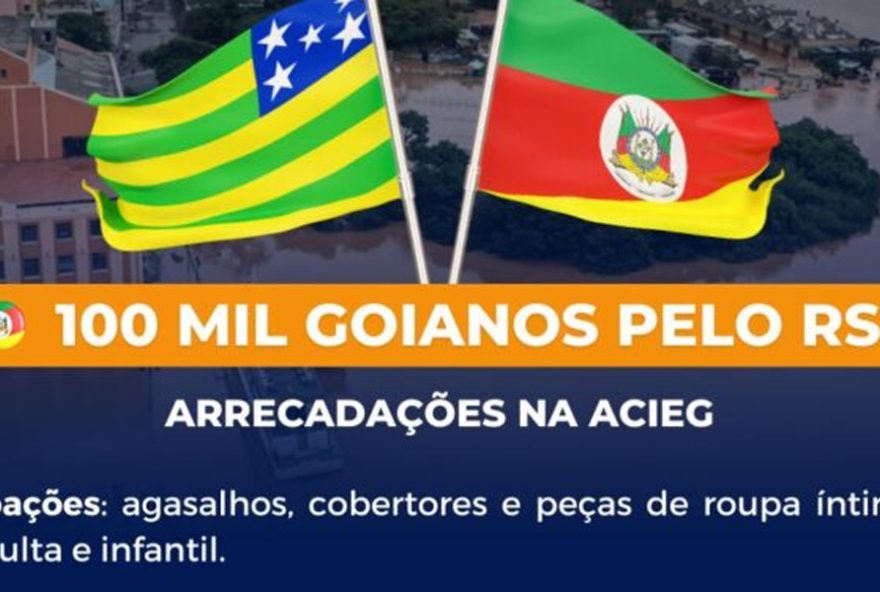 O objetivo é arrecadar 100 mil itens, entre cobertores, agasalhos, calçados e roupas íntimas infantis e adultas. Doações podem ser entregues na sede da Associação, no Setor Oeste, em Goiânia