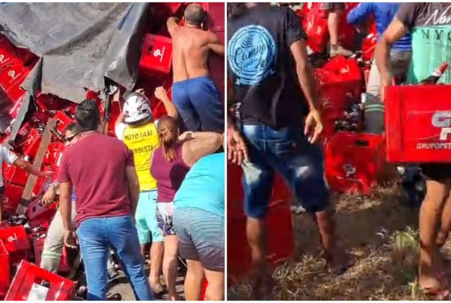 carga-de-cerveja-cai-de-caminhao-e-prf-impede-saque-no-ceara