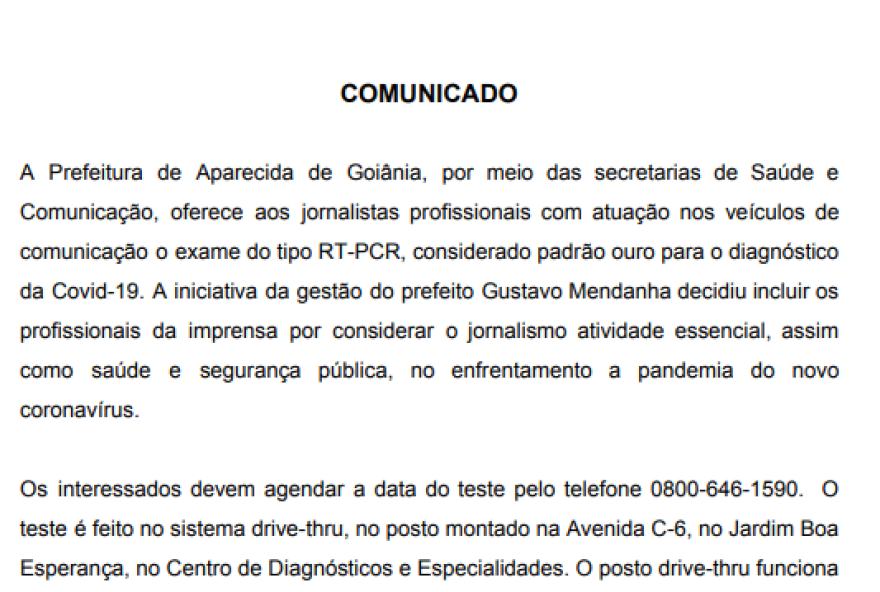 comunicado aparecida