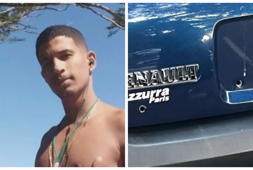 O carro onde Guilherme e outros três jovens estavam foi atingido por policiais militares (Fotos: Reprodução TV Globo)