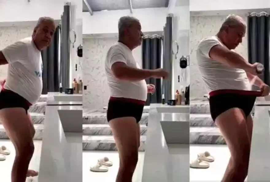 De cueca, Sikêra Jr. sensualiza ao passar desodorante em parte íntima; veja vídeo (Crédito: Montagem reprodução/Web)