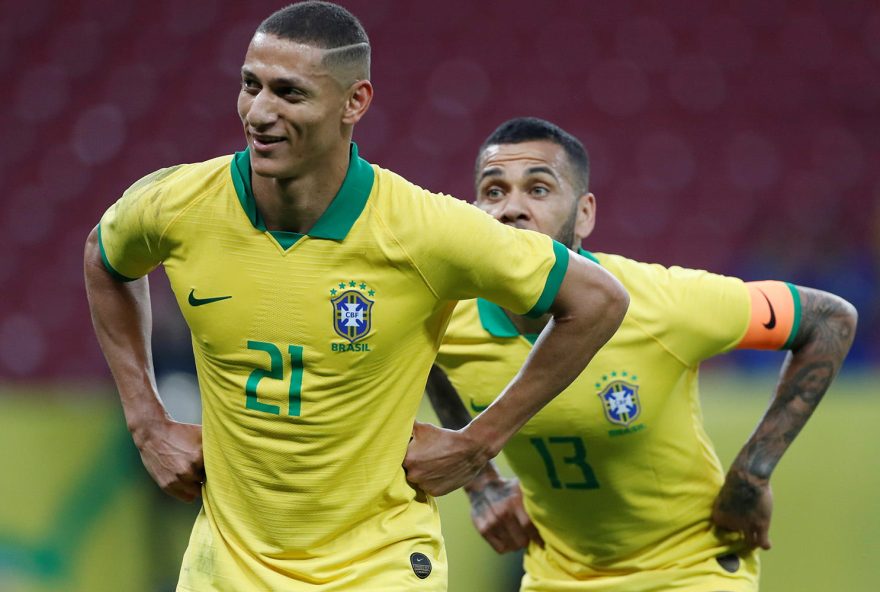 Soccer Football - International Friendly - Brazil v Honduras - Beira Rio Stadium, Porto Alegre, Brazil - June 9, 2019     Brazil’s Richarlison celebrates scoring their seventh goal   REUTERS/Diego Vara