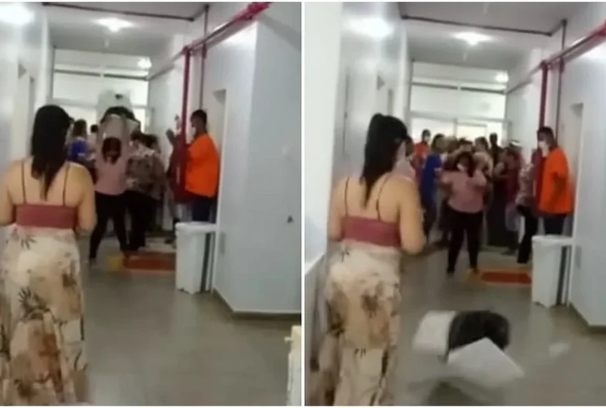 uma confusão aconteceu de repente dentro de um hospital em Formosa do Rio Preto, na Bahia, O episódio teve início quando a família de uma idosa de 70 anos invadiu o no necrotério da unidade de saúde, alegando que a senhora não estaria morta (Foto: Reprodução)