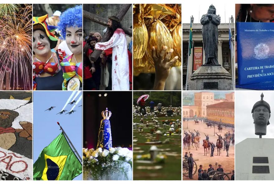 Ao todo, estão estabelecidos dez feriados e oito pontos facultativos (Foto: montagem/Agência Brasil)