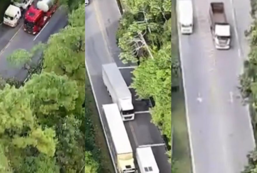 flagrante-de-ultrapassagens-perigosas-na-serra-dona-francisca-em-sc3A-drones-flagram-carros-e-caminhoes-em-rodovia
