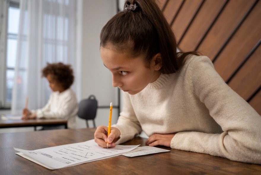 garoto-de-tiro-medio-trapaceando-no-teste-da-escola_23-2150105043