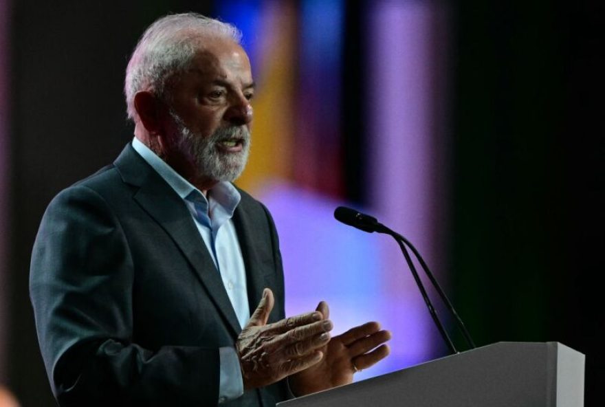 Brazil's President Luiz Inacio Lula da Silva delivers a speech during the COP30 UN Climate Change Conference opening ceremony in Belem, Para State, Brazil on November 10, 2025. The COP30 runs from November 10 to 21, and the 50,000 participants will feel the heavy, humid air of the Amazon rainforest, and face the daunting task of keeping global climate cooperation from collapsing.. (Photo by Pablo PORCIUNCULA / AFP)