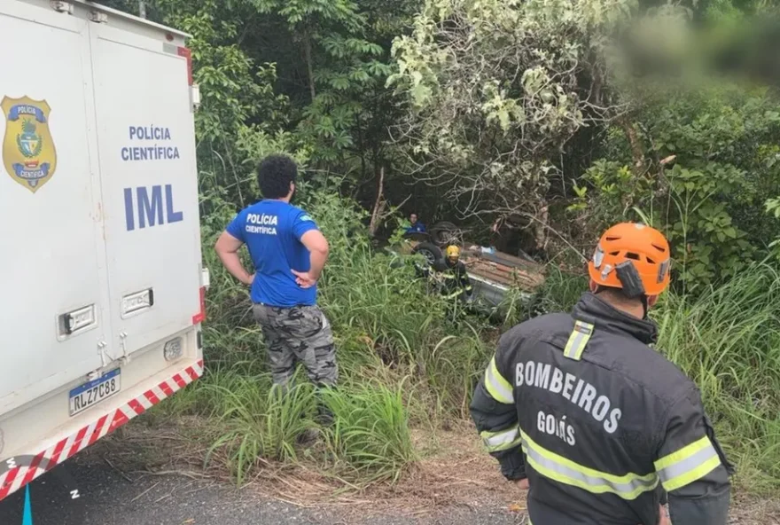 Na GO-118, motorista morre após carro sair da pista e capotar em mata