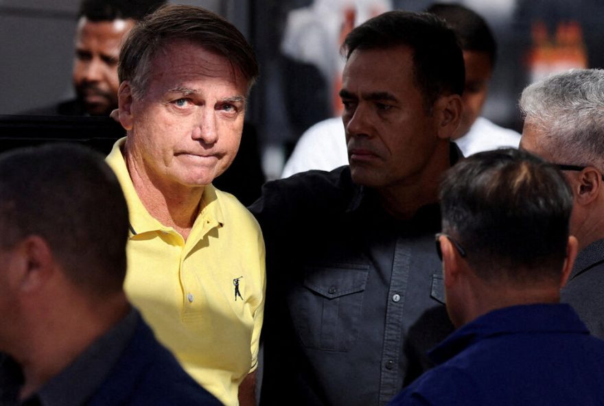 FILE PHOTO: Brazil's former President Jair Bolsonaro arrives at a hospital for medical examinations, authorized by Supreme Court Justice Alexandre de Moraes, leaving the house arrest as he awaits trial after being accused of plotting a coup following his electoral defeat, in Brasilia, Brazil, August 16, 2025. REUTERS/Adriano Machado/File Photo
