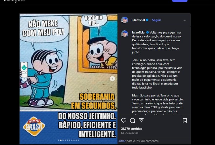 lula-defende-o-pix-e-outros-programas-sociais-em-postagem-nas-redes-sociais