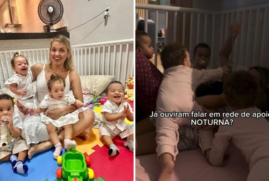 mae-de-quadrigemeos-encanta-ao-mostrar-ajuda-de-amigas-no-plantao-noturno