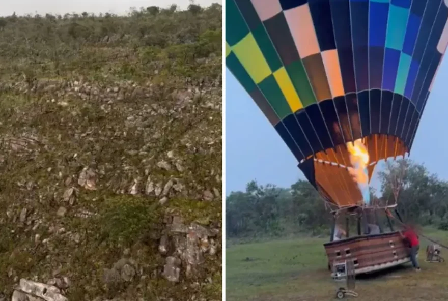 Turistas se ferem após balão se chocar contra paredão na Chapada dos Veadeiros (Reprodução/Arquivo Pessoal)