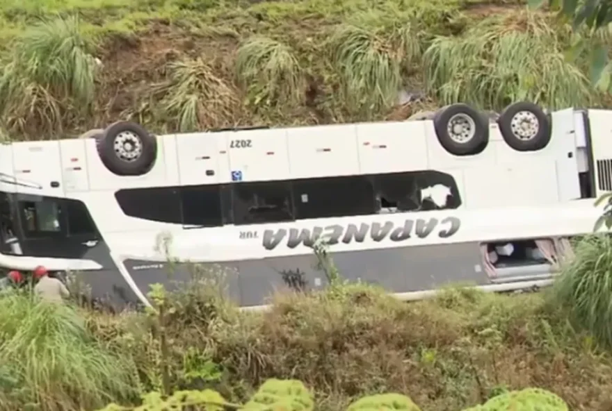 Ônibus tombou em uma ribanceira na BR-116
(Foto: Reprodução)