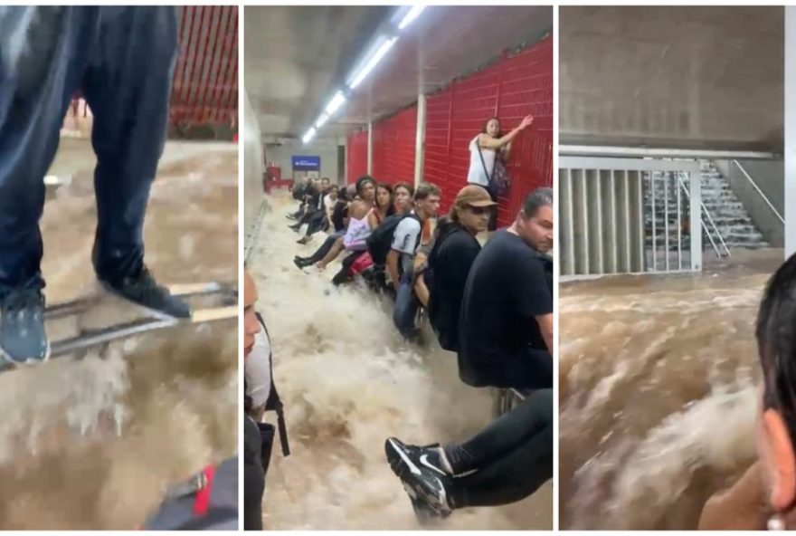 passageiros-se-seguram-em-metro-alagado-durante-temporal-em-sp3A-nao-tinha-por-onde-escapar