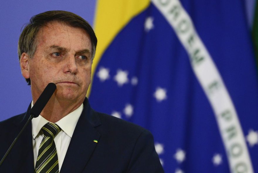 O presidente da República, Jair Bolsonaro, durante a solenidade de posse dos ministros da Justiça e Segurança Pública; e da Advocacia-Geral da União no Palácio do Planalto