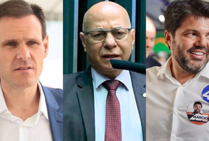 Pré-candidatos a prefeitos do PL aguardam a vinda de Jair Bolsonaro a Goiás no mês de junho. Da esquerda para a direita: Lissauer Vieira (Rio Verde), Professor Alcides (Aparecida) e Márcio Corrêa (Anápolis)