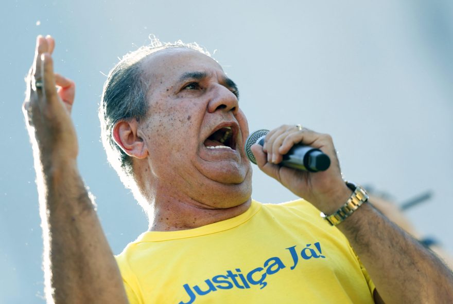 Brazilian Pentecostal pastor and writer Silas Malafaia speaks during a rally on Paulista Avenue in Sao Paulo, Brazil, on June 29, 2025. Former Brazilian President Jair Bolsonaro called on his supporters on Sunday to demonstrate in Sao Paulo in the name of 
