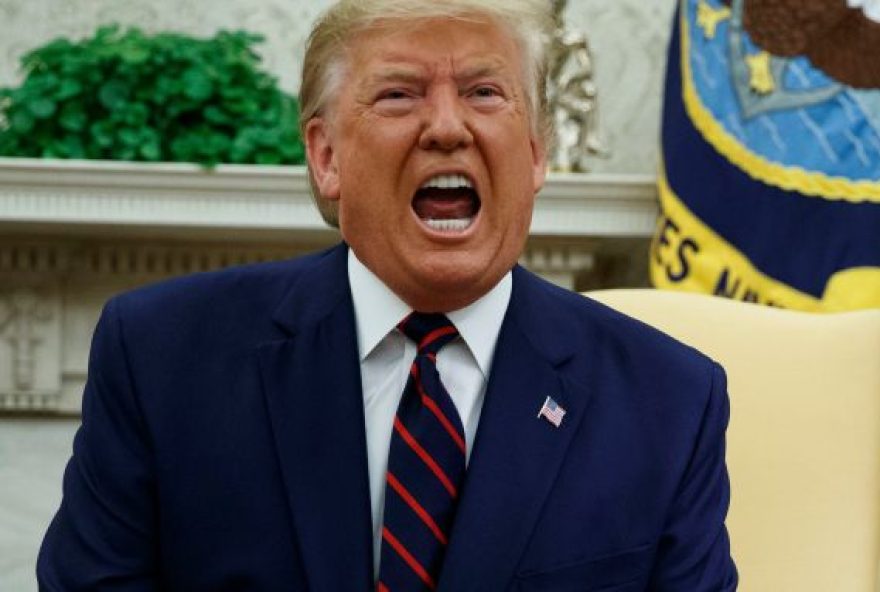 Mandatory Credit: Photo by Evan Vucci/AP/Shutterstock (10434333bm)
Donald Trump, Sauli Niinisto. President Donald Trump speaks during a meeting with Finnish President Sauli Niinisto in the Oval Office of the White House, in Washington
Trump, Washington, USA - 02 Oct 2019