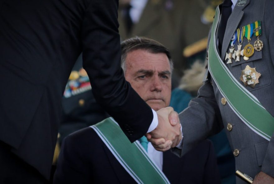 JairoBolsonaro-DiaDoExercito-QG-Militares-Exercito-19.abr.2022 Presidente Jair Bolsonaro na cerimonia em comemoração do Dia do Exercito, no QG do Exercito. Sergio Lima/Poder360 19.abr.2022