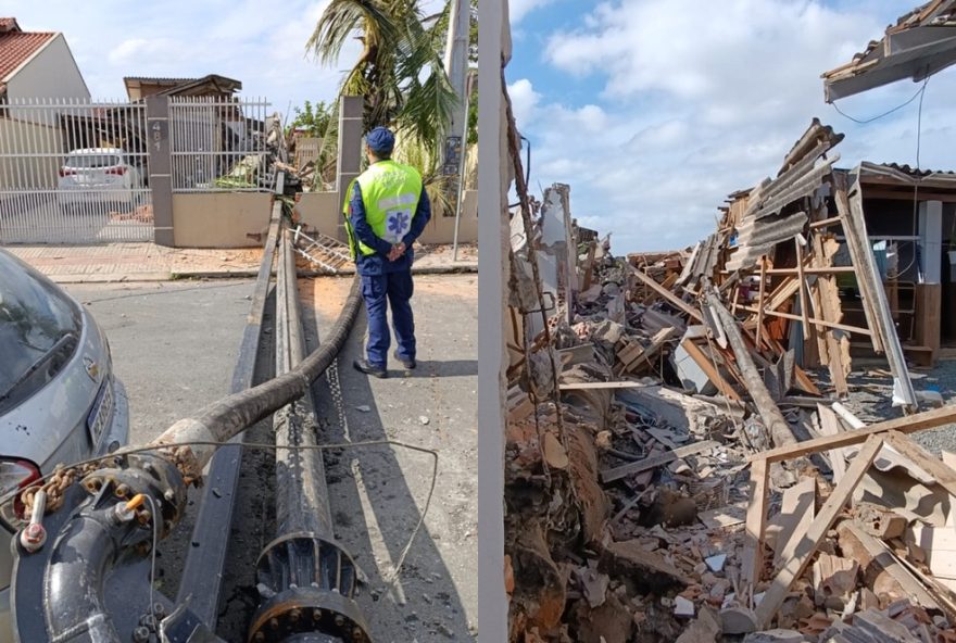 tombamento-de-maquina-de-perfuracao-com-torre-de-40-metros-atinge-casas-e-carro-em-sc3A-ninguem-ferido