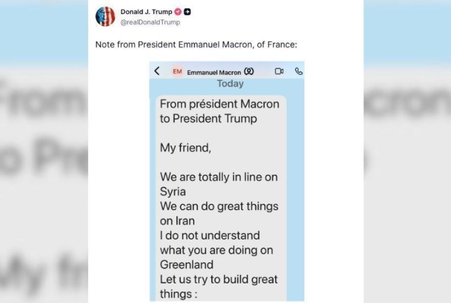 trump-compartilha-mensagem-de-macron-questionando-acoes-sobre-a-groenlandia