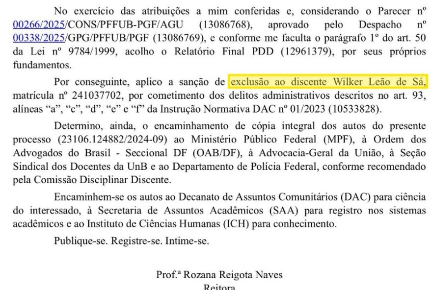 unib-expulsa-estudante-condenado-por-calunia-e-difamacao-contra-professor
