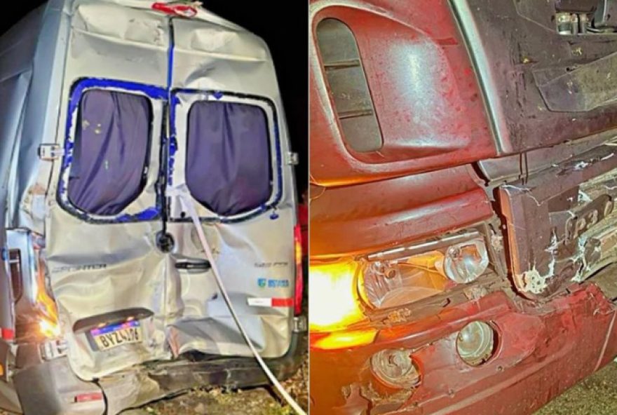 van-com-19-passageiros-e-atingida-na-traseira-por-caminhao-na-br-4072C-no-piaui van-com-19-passageiros-e-atingida-na-traseira-por-caminhao-na-br-4072C-no-piaui