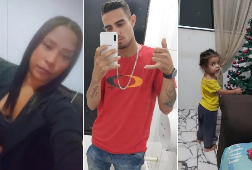 Vitimas: mãe de 33 anos, condutor da moto, de 26 anos e filha de 3 anos. (Foto: Reprodução Redes Sociais)